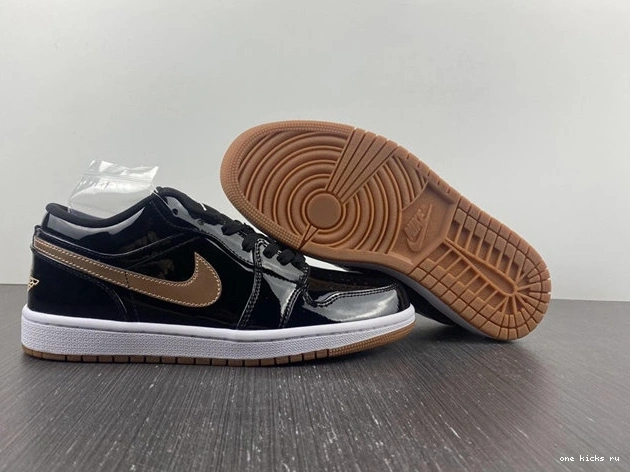 Chep Onekick Patent Retro Durable 3726 Jordan1 554723- Black Gold 1014